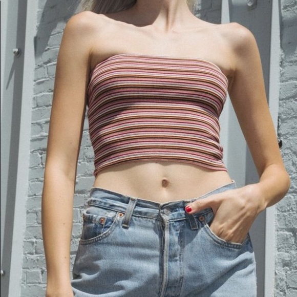 Brandy Melville Tops - Brandy Melville Striped Ribbed Tube Crop Top